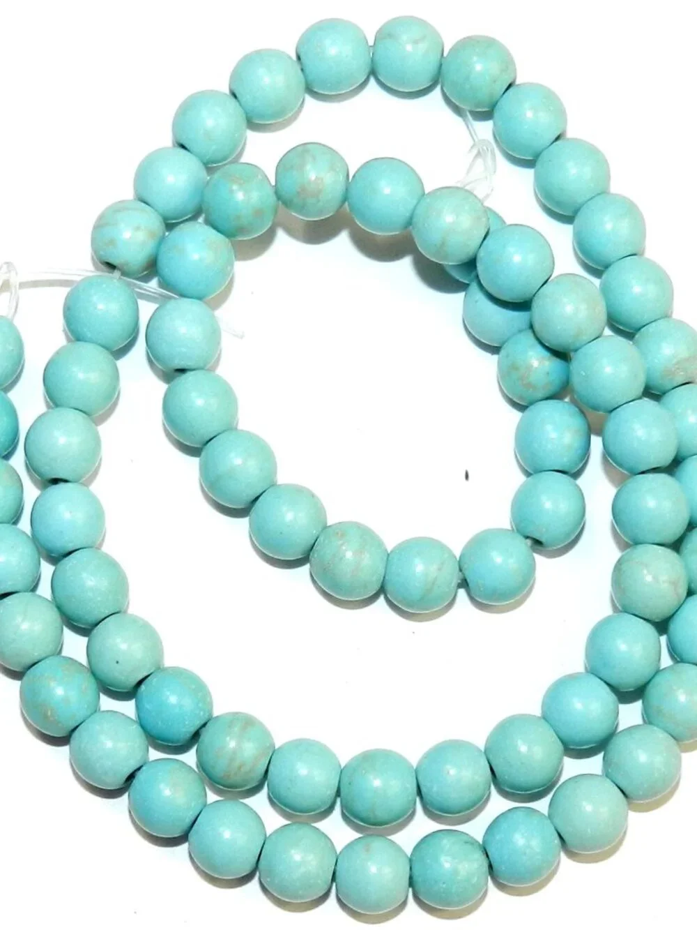 GR2388 Light Blue Turquoise 6mm Round Magnesite Gemstone Beads 15